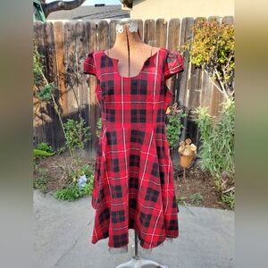 Hearts And Roses  Plaid H Dress in Red and Black